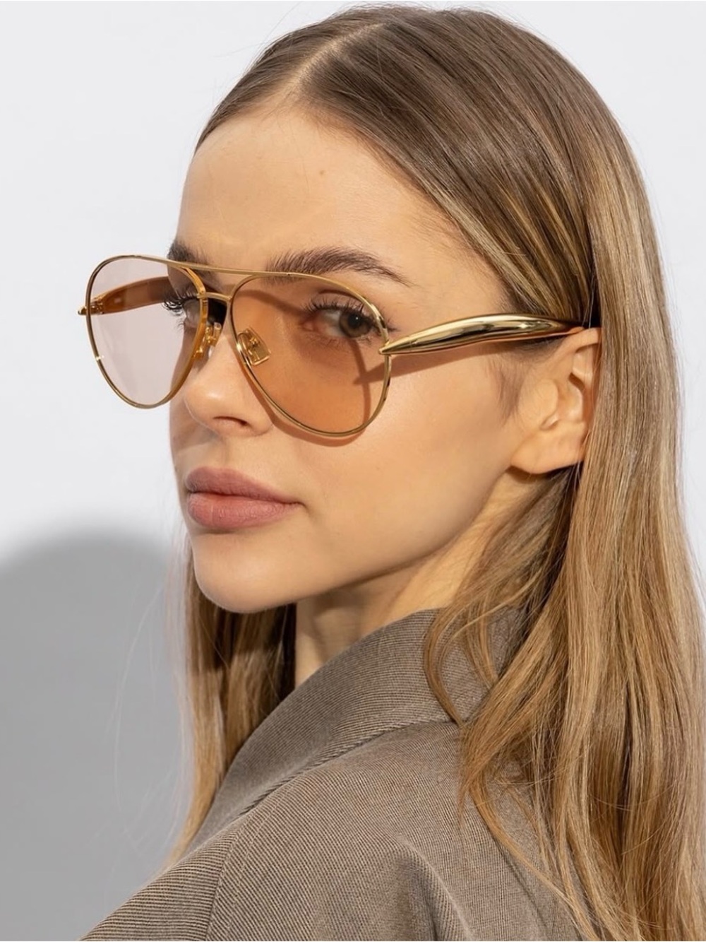 NEW Gold Frame Brown Gradient Aviator Sunglasses